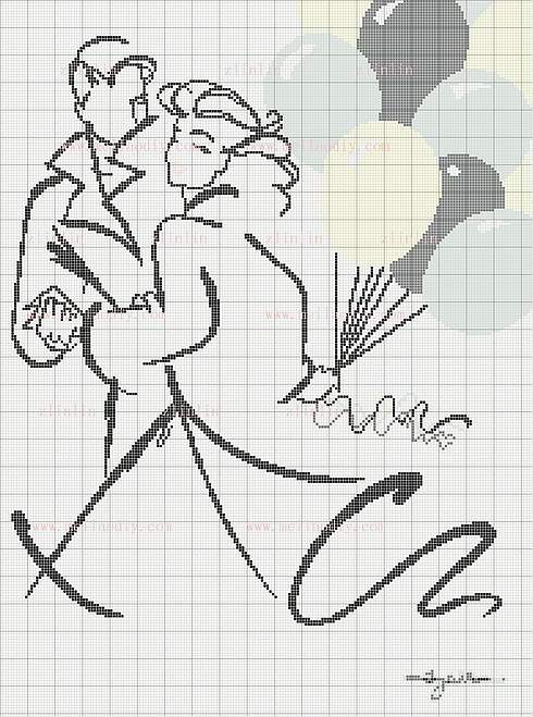 Schema punto croce Innamorati palloncini