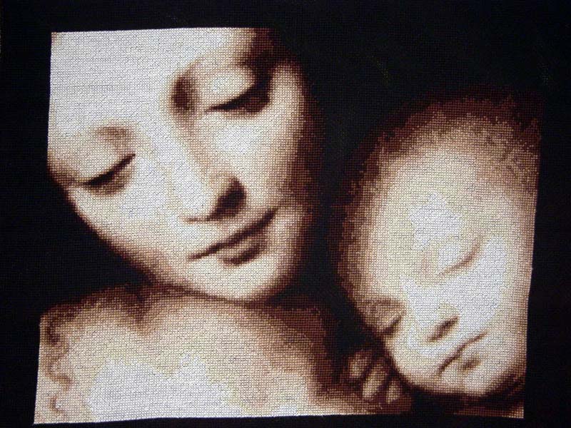 Schema punto croce Mamma bebe 4