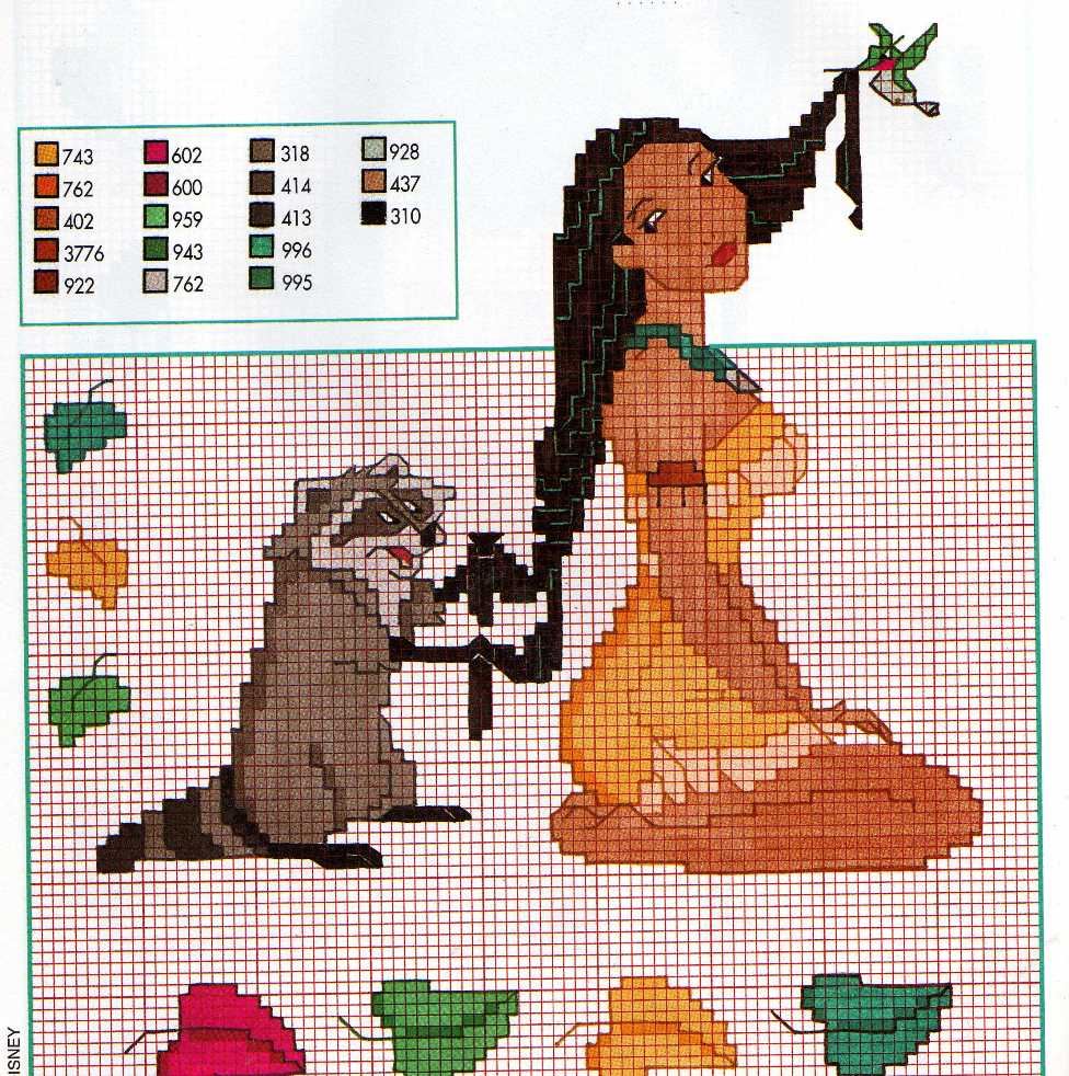 Schema punto croce Pocaontas 2