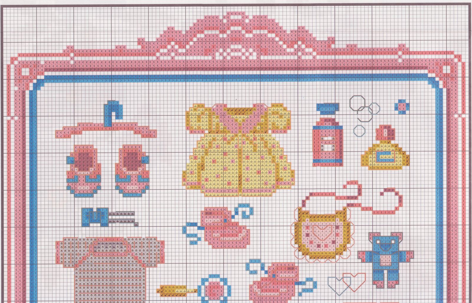 Schema punto croce Porta pigiama bimba 1