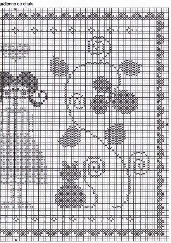 Schema punto croce Quadro fiori bimba 2