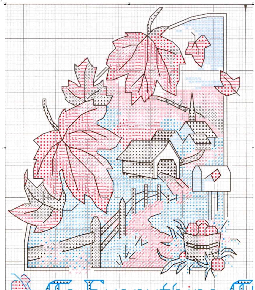 Schema punto croce Quadro rosso blu 1