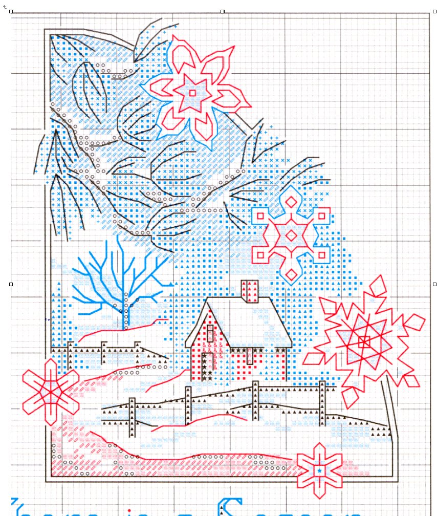 Schema punto croce Quadro rosso blu 2