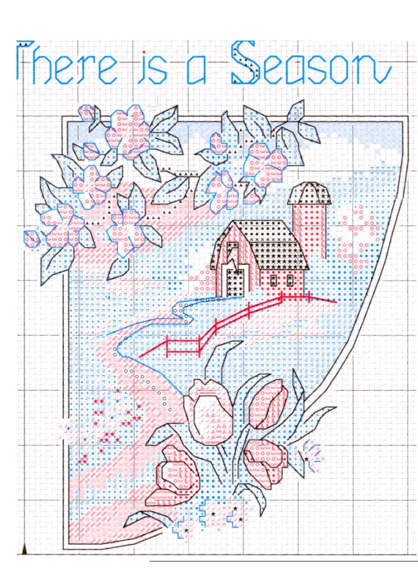 Schema punto croce Quadro rosso blu 4