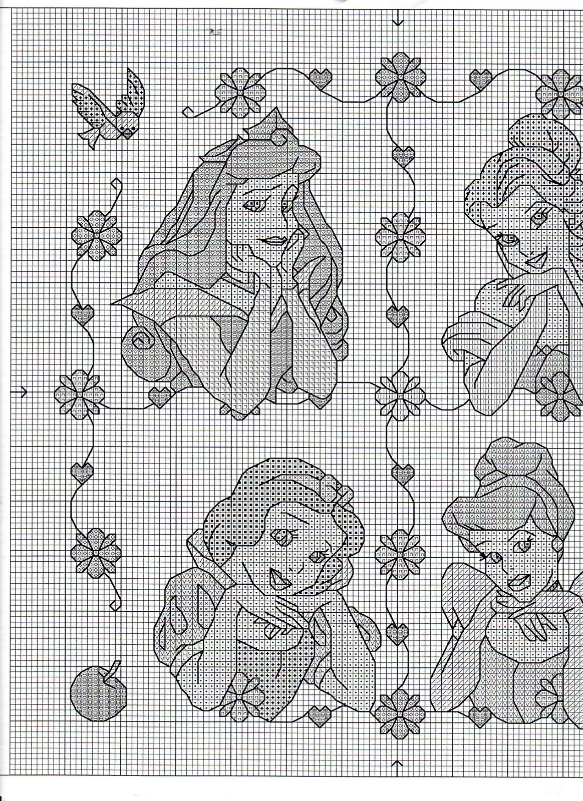 Schema punto croce Quattro principesse 2