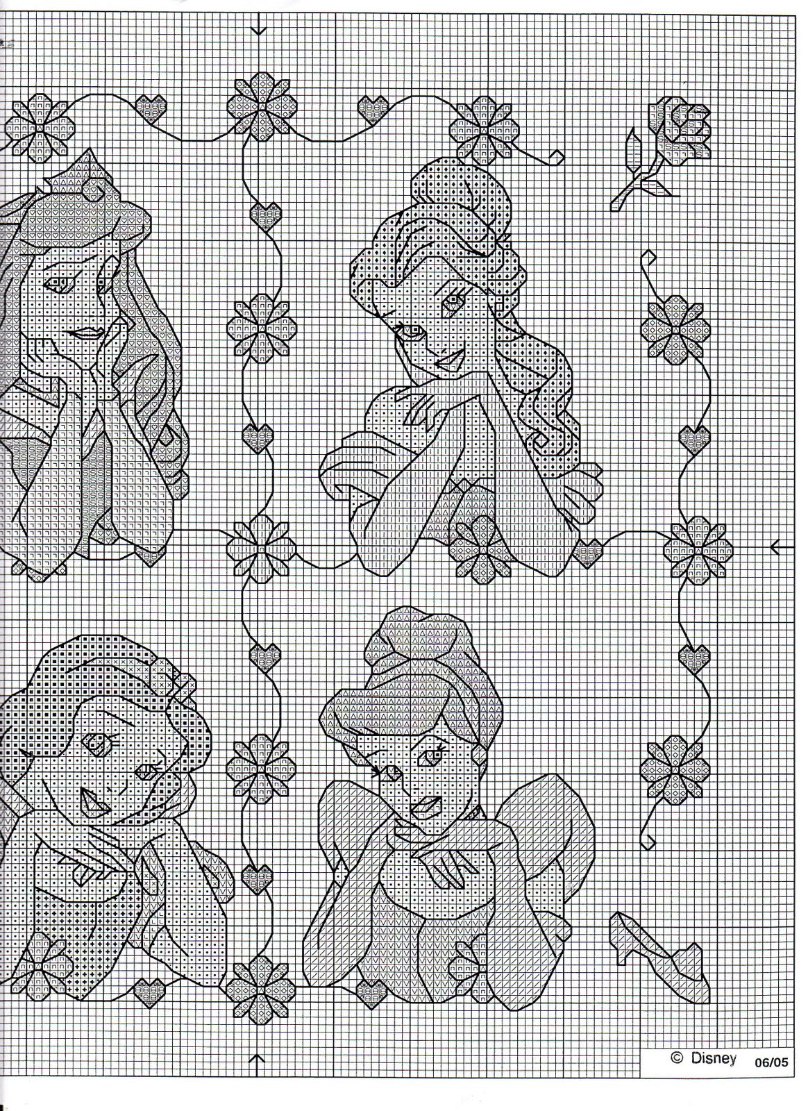 Schema punto croce Quattro principesse 3