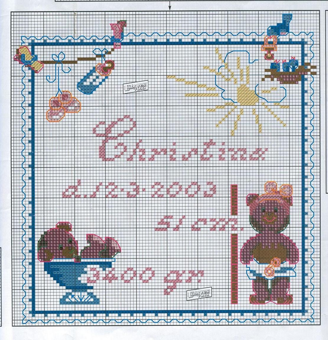 Schema punto croce Schema nascita 1