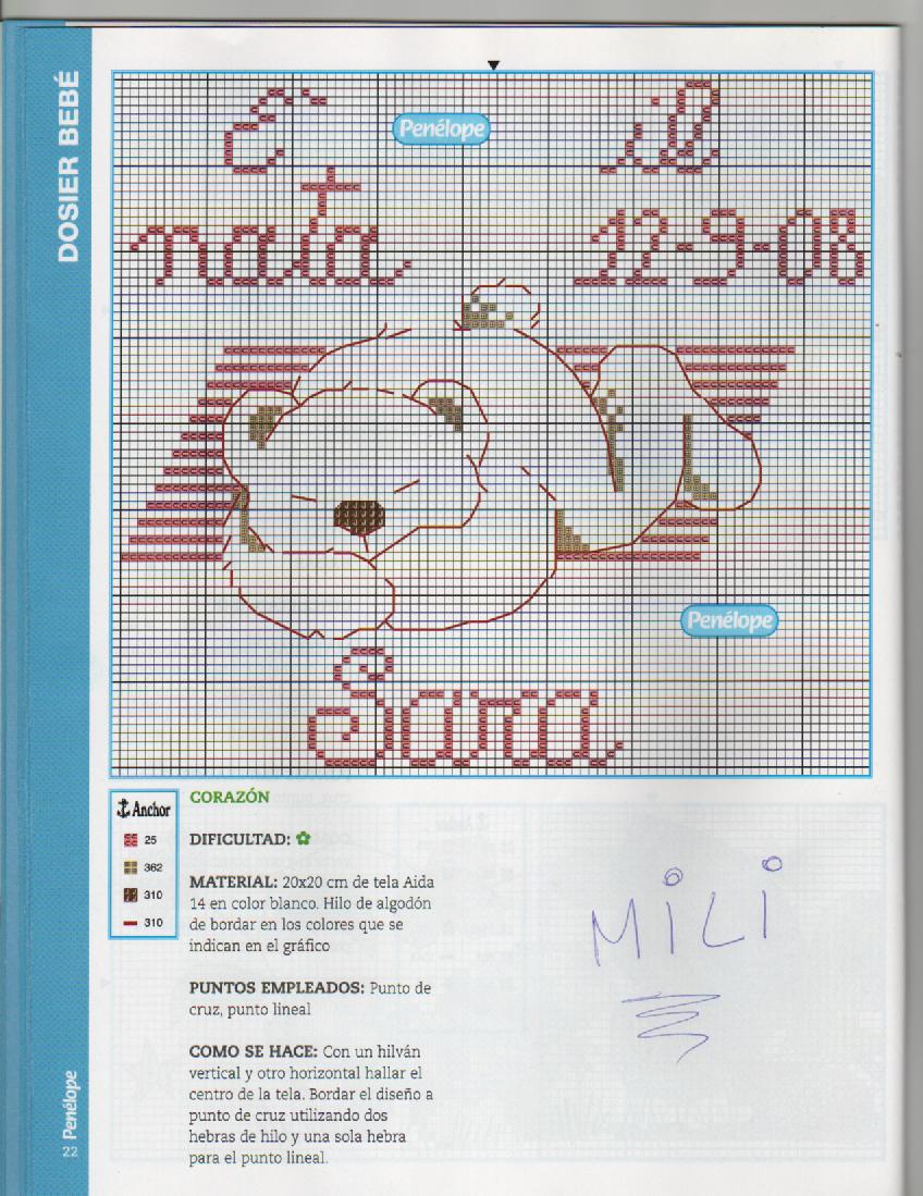 Schema punto croce Schema nascita orsettino