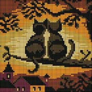 Schema punto croce Gatti Ramo Luna