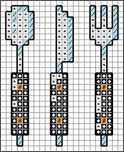 Schema punto croce Cucchiaio Coltello Forchetta