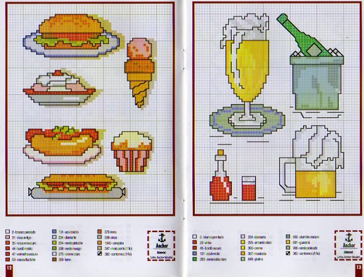 Schema punto croce Hot-dog Hamburger