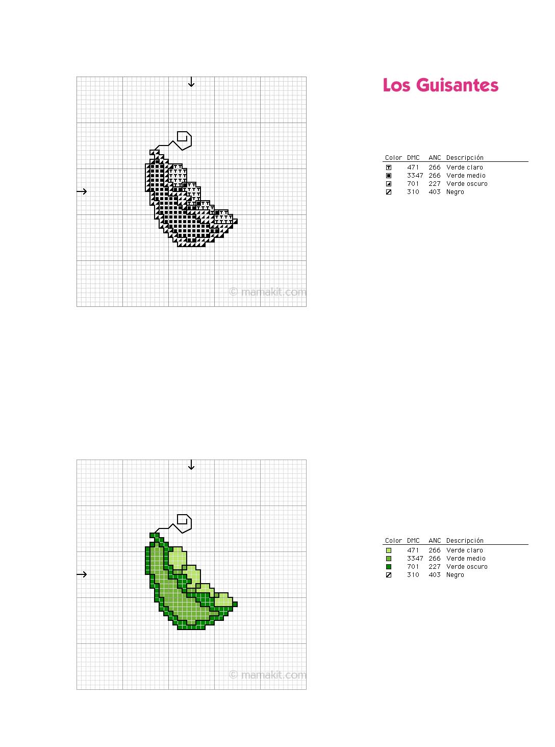 Schema punto croce Piselli