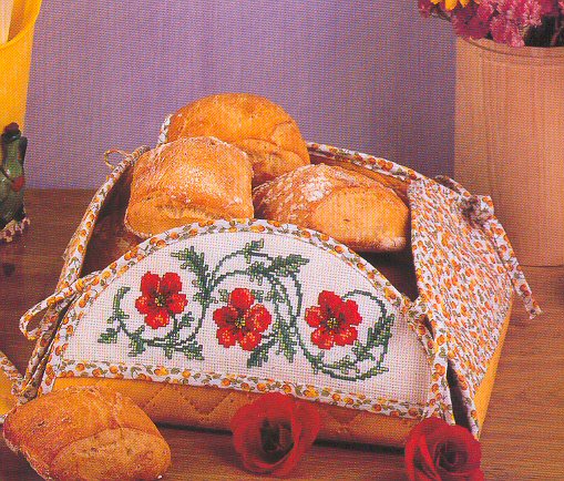 Schema punto croce Porta Pane Fiori 01