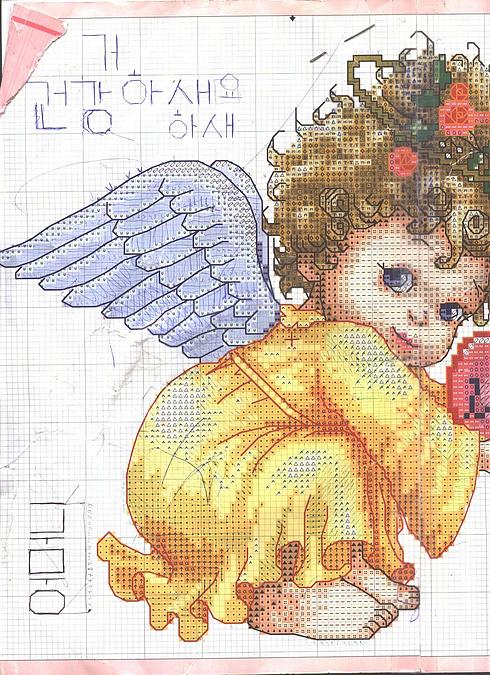 Schema punto croce Angelo Giallo 02