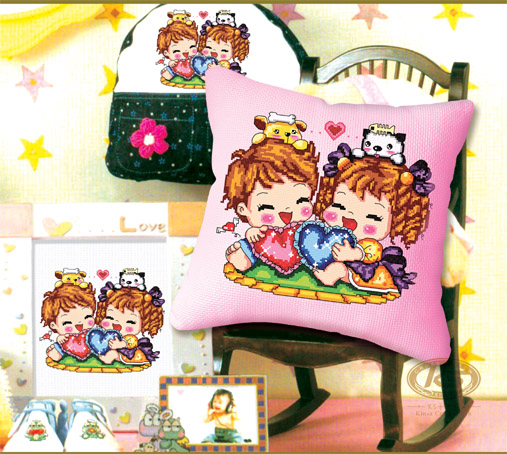 Schema punto croce Bimbi Giapponesi 01