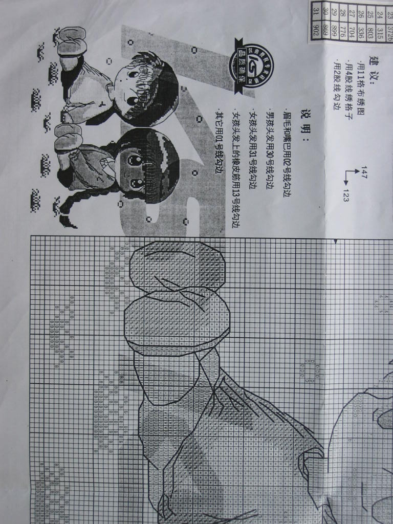 Schema punto croce Bimbi Giapponesi 08