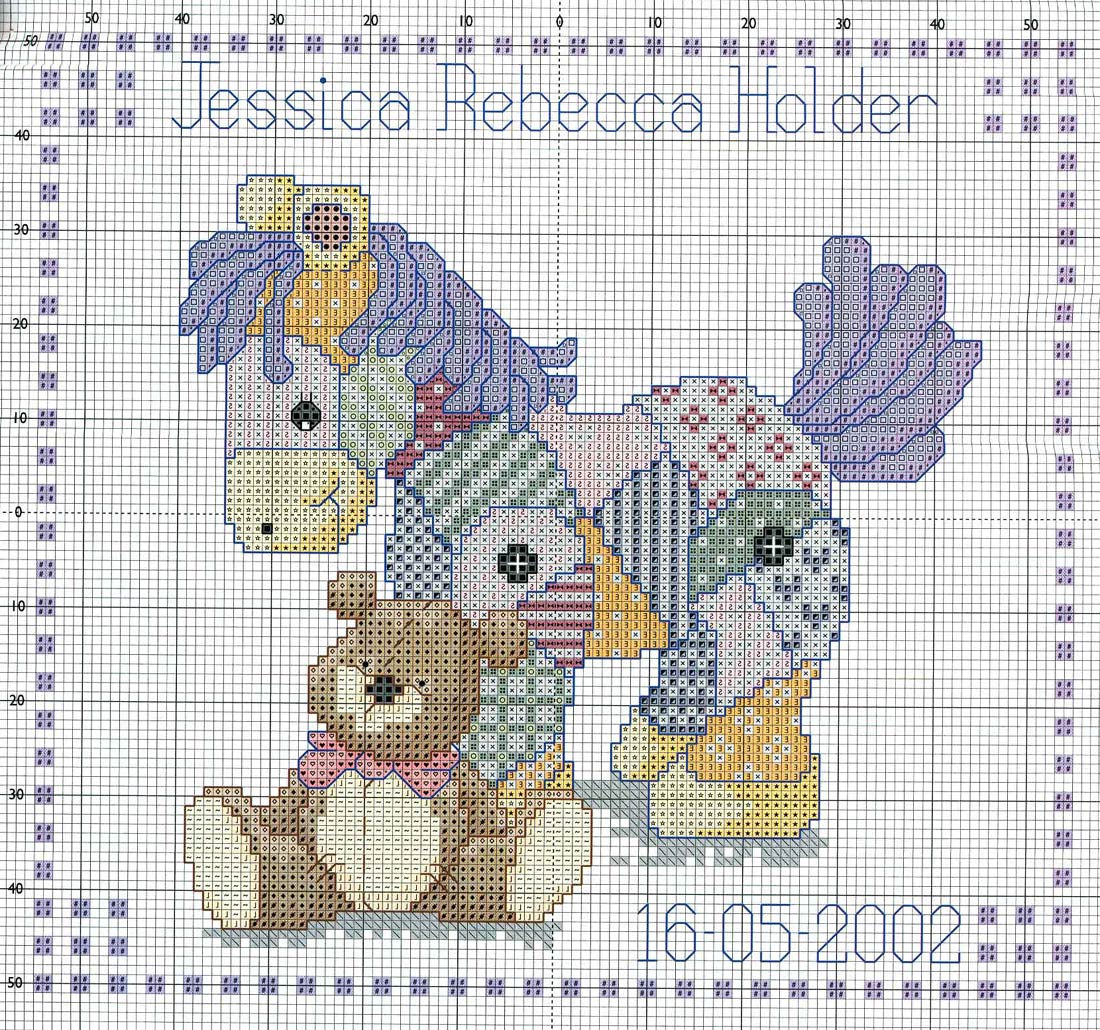 Schema punto croce Cavallo E Orsetto 02