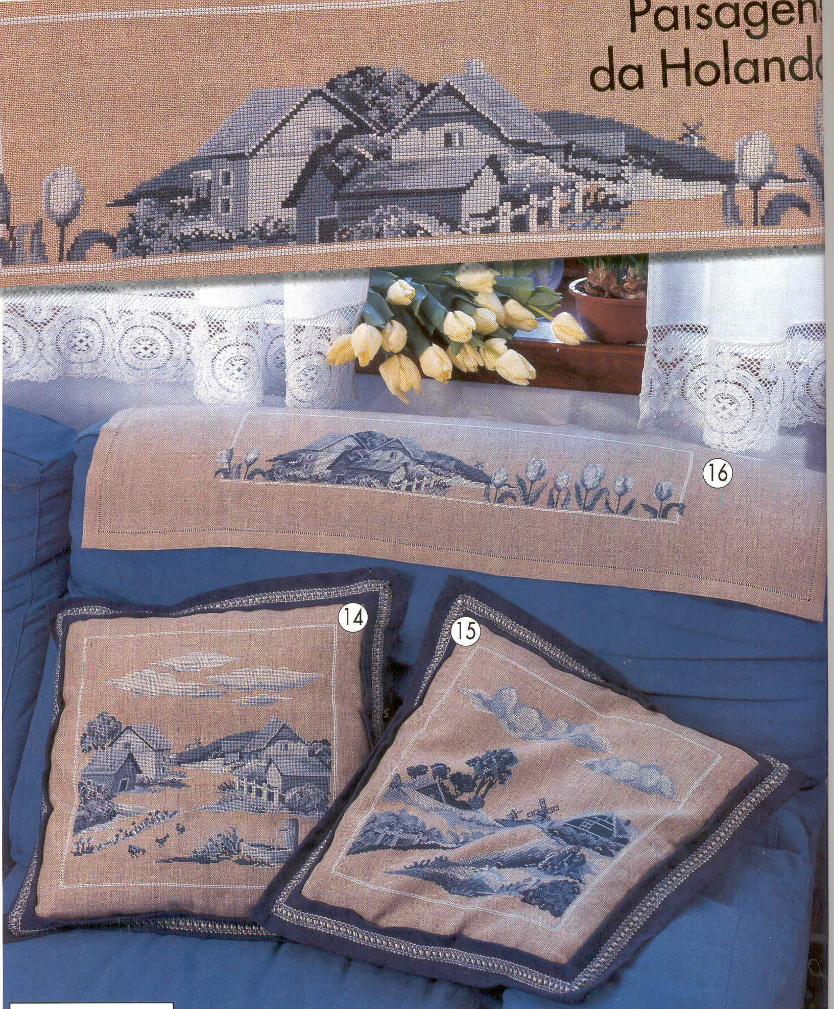 Schema punto croce Cuscini In Azzurro 01