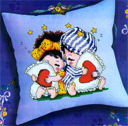 Schema punto croce Cuscino Buona Notte 01