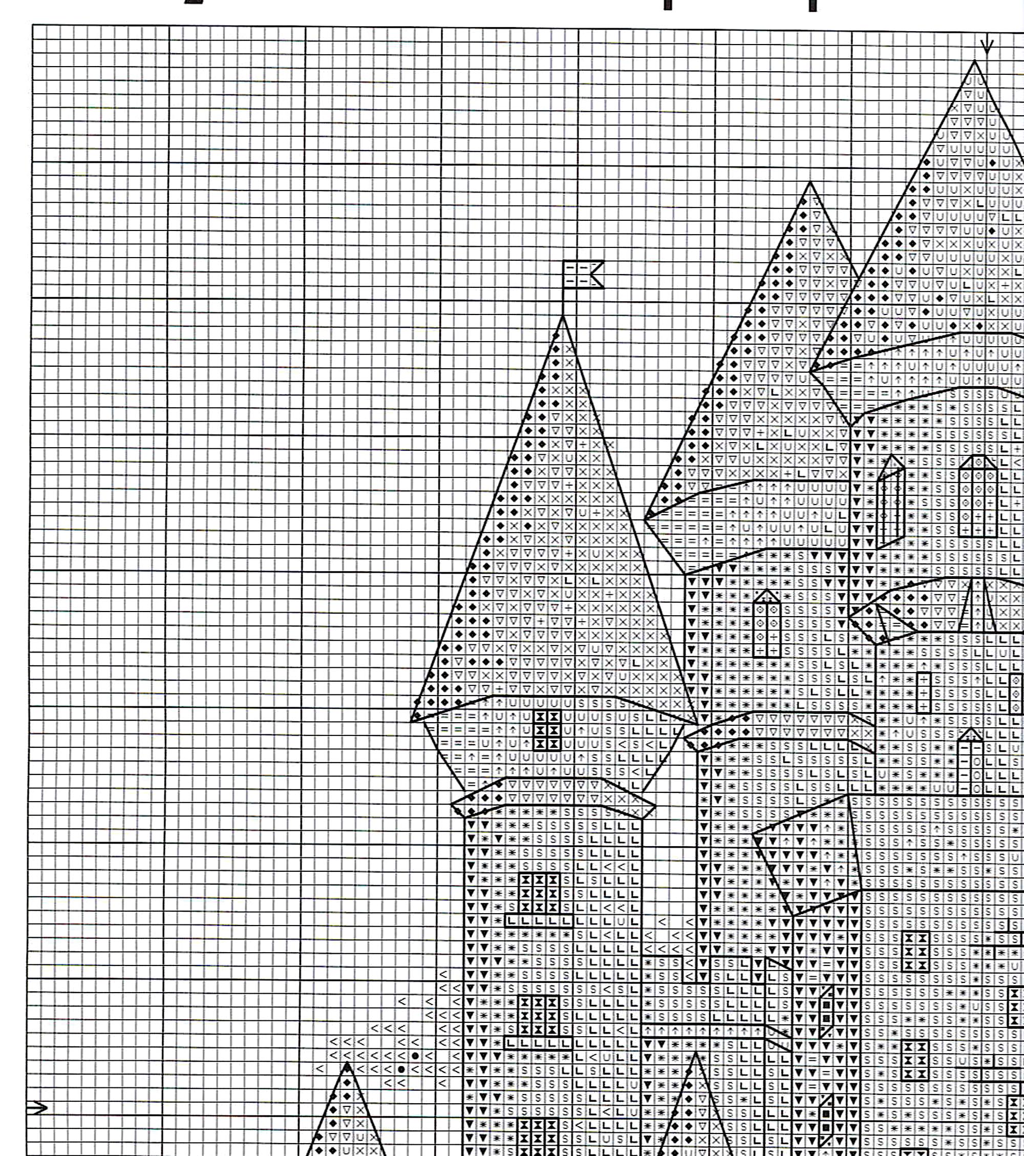 Schema punto croce Cuscino Con Castello 02