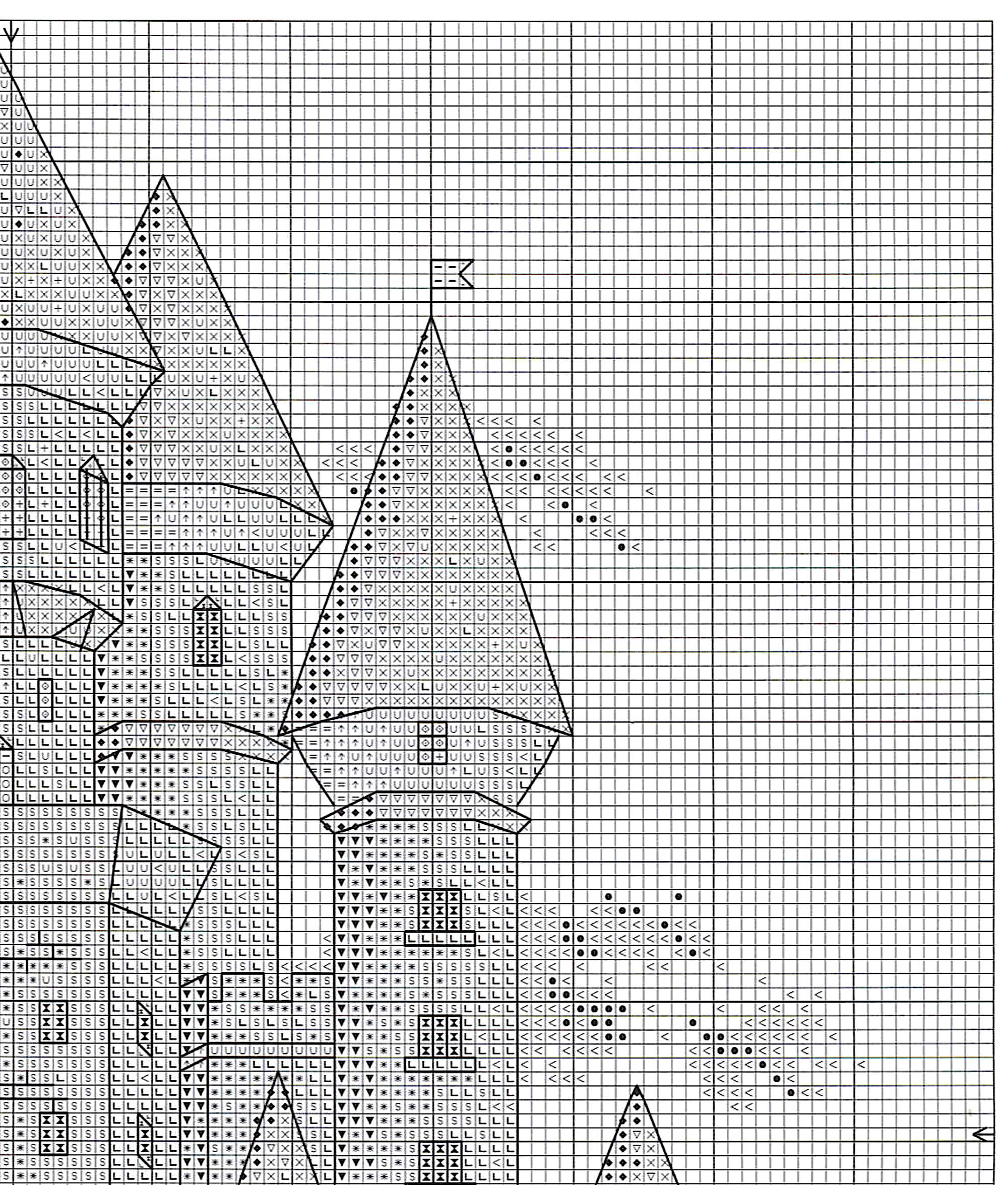 Schema punto croce Cuscino Con Castello 03