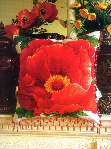 Schema punto croce Cuscino Fiori 01