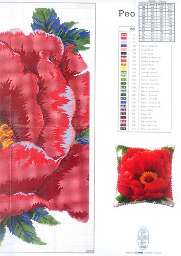 Schema punto croce Cuscino Fiori 04