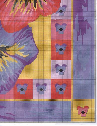 Schema punto croce Cuscino Fiori 07