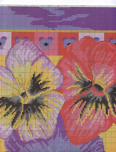 Schema punto croce Cuscino Fiori 08