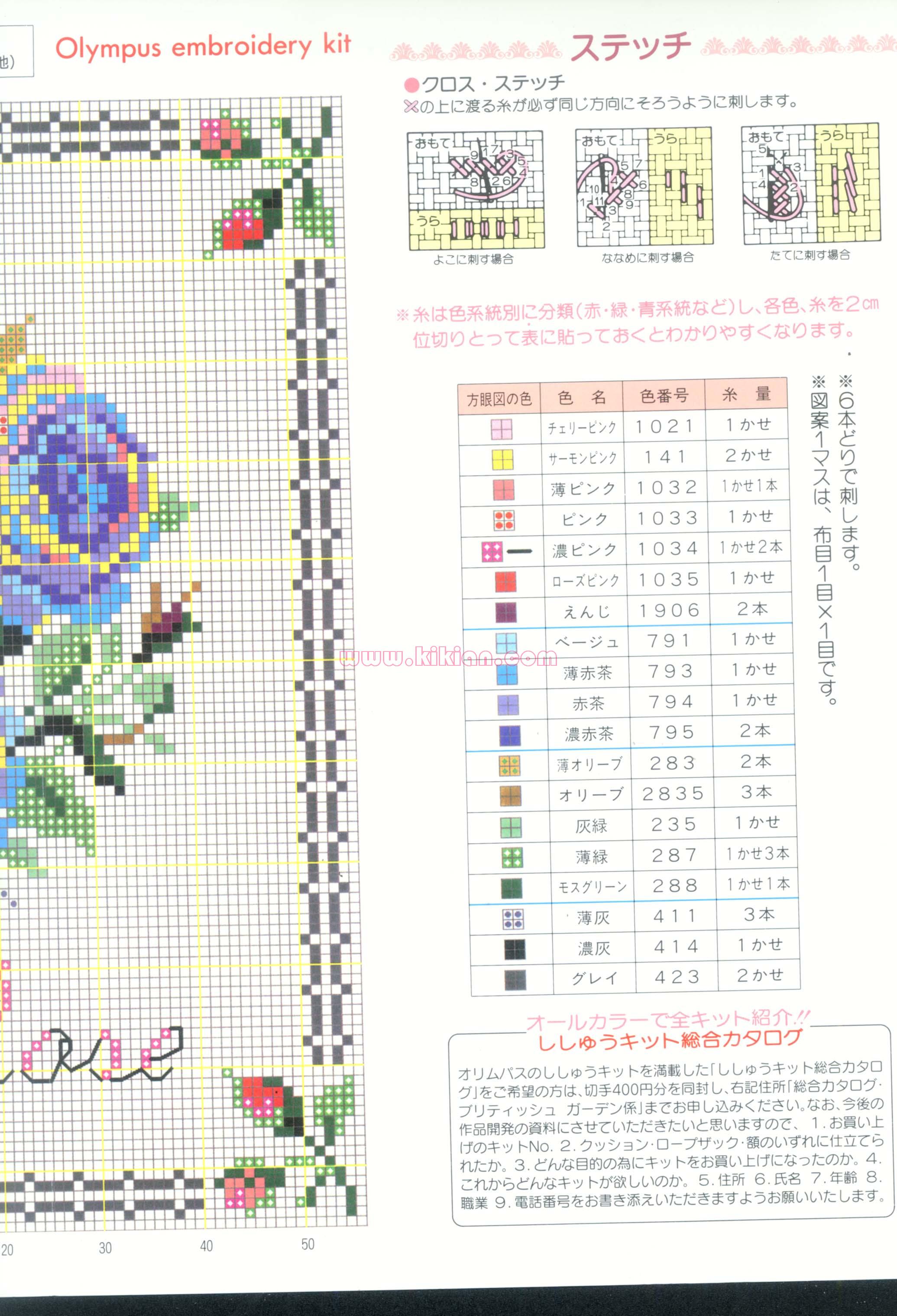 Schema punto croce Cuscino Fiori 28