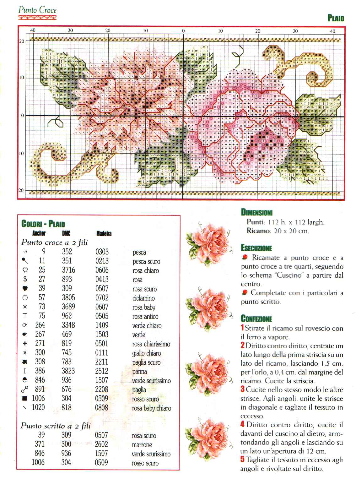 Schema punto croce Cuscino Fiori 43