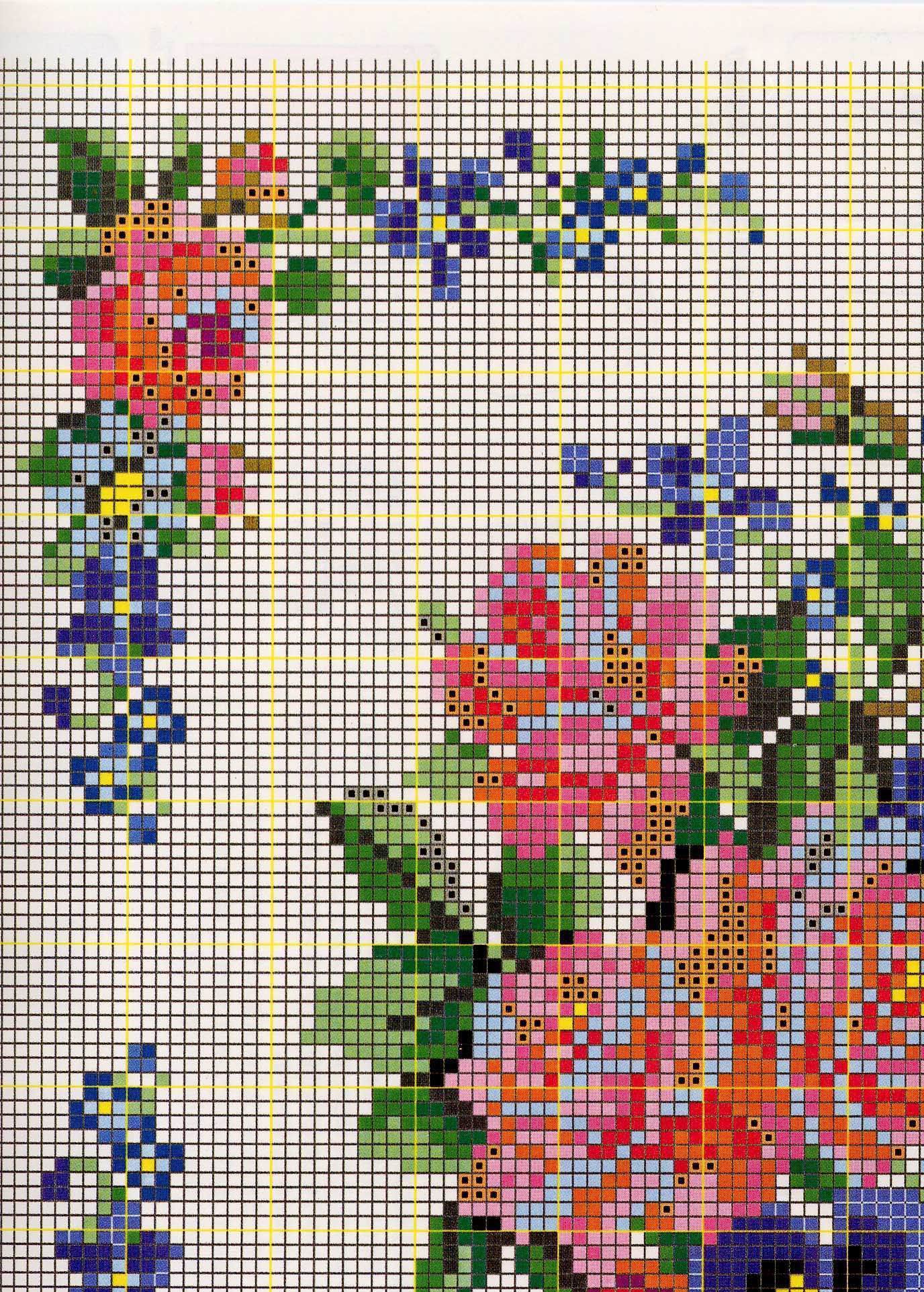Schema punto croce Cuscino Fiori 52