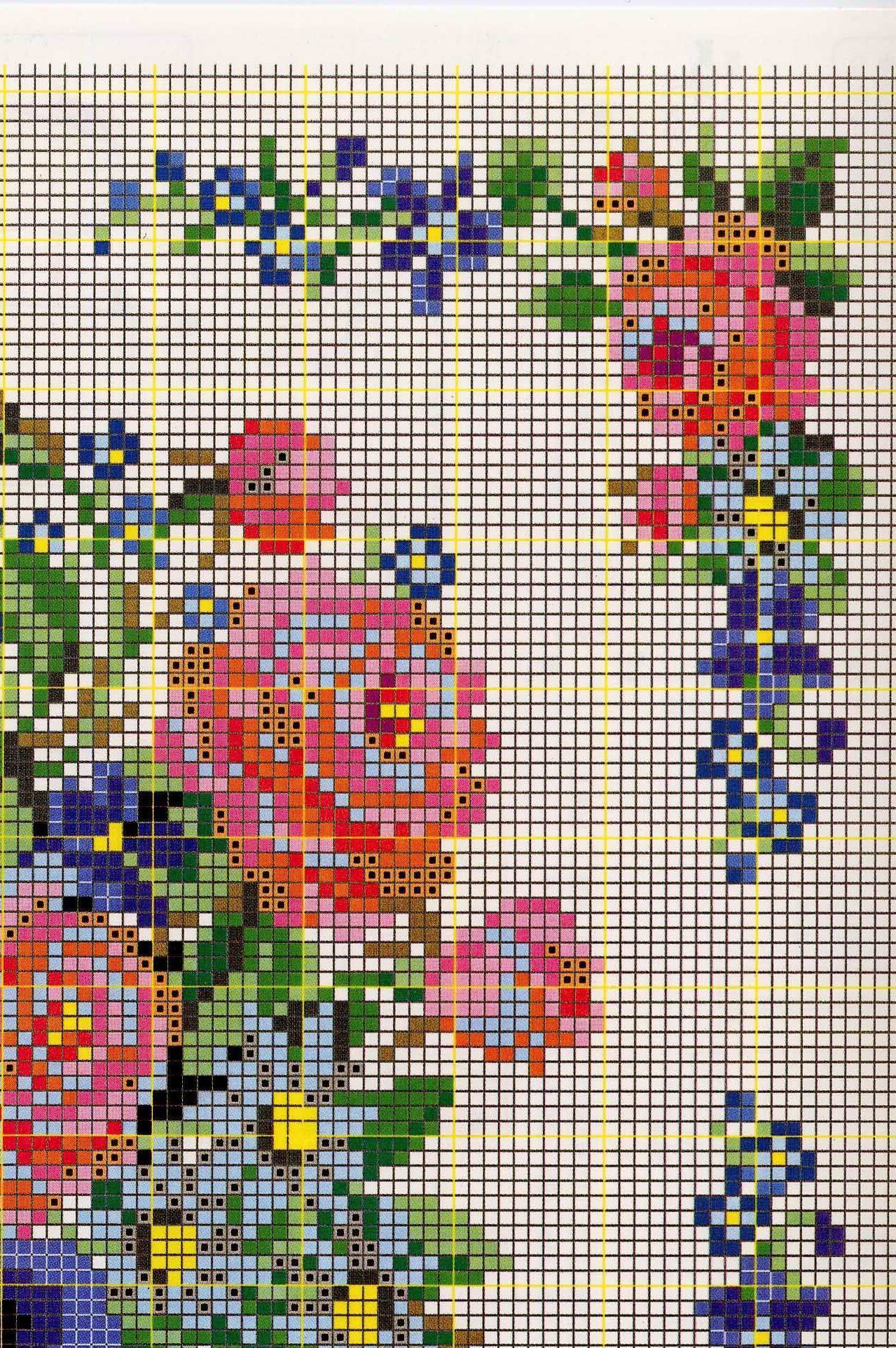 Schema punto croce Cuscino Fiori 53