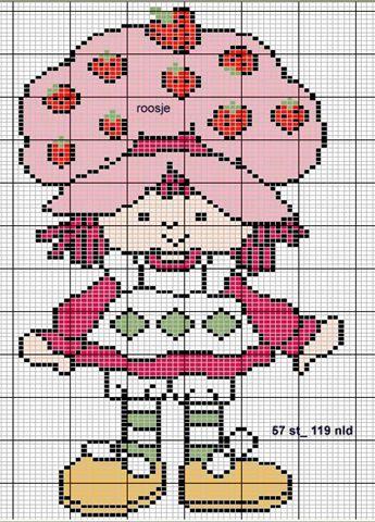 Schema punto croce Cuscino Fragolina 02