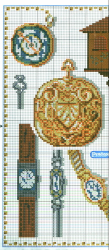 Schema punto croce Cuscino Orologi 02