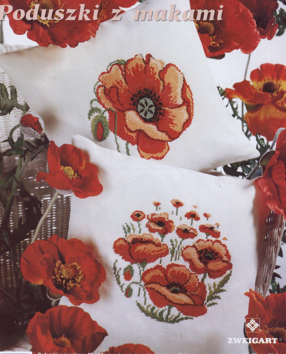 Schema punto croce Cuscino Papevero 01