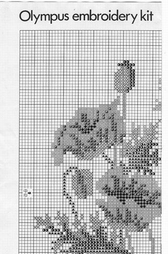 Schema punto croce Cuscino Papevero 06