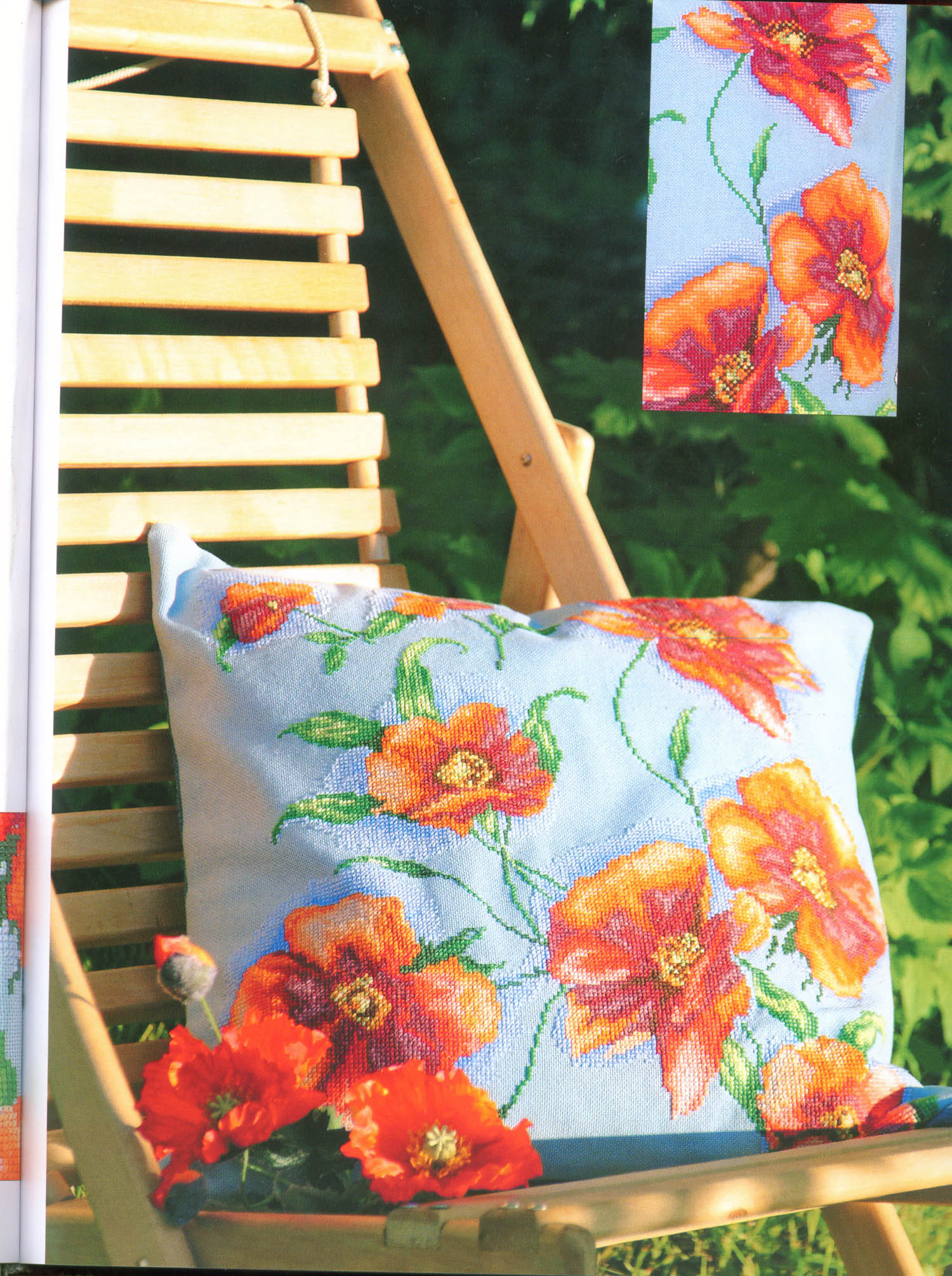 Schema punto croce Cuscino Papevero 09