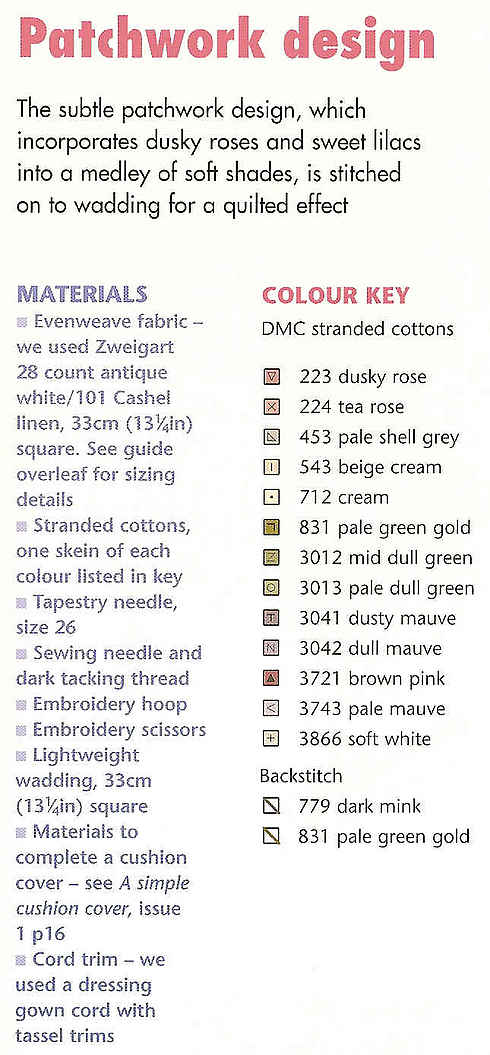 Schema punto croce Cuscino Patch 06