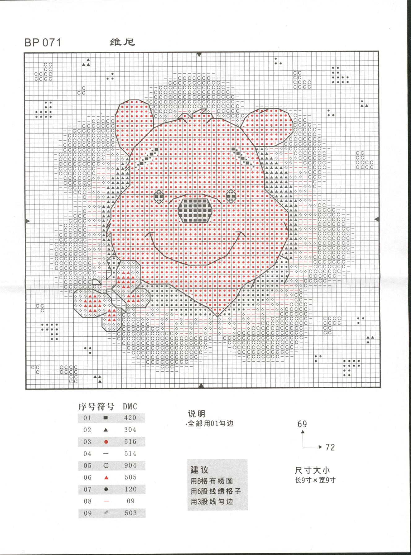 Schema punto croce Cuscino Winnie 02
