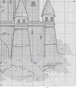 Schema punto croce Cuscino Con Castello 05