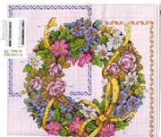 Schema punto croce Cuscino Ghirlanda Fiorita 02