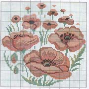 Schema punto croce Cuscino Papevero 03