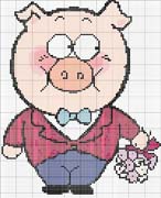 Schema punto croce Sposi Maiali 03