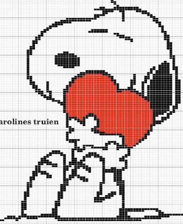 Schema punto croce Snoopy Con Cuore 02
