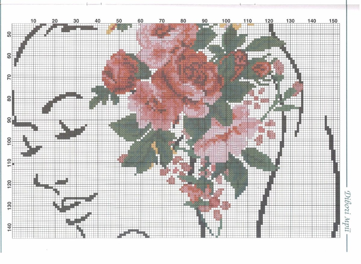 Schema punto croce Donna Rosa 1