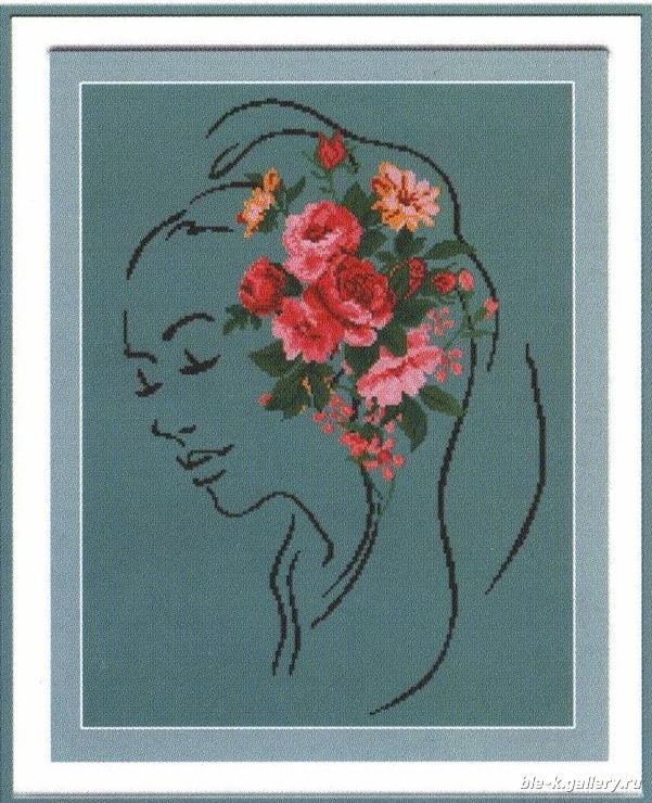 Schema punto croce Donna Rosa 4