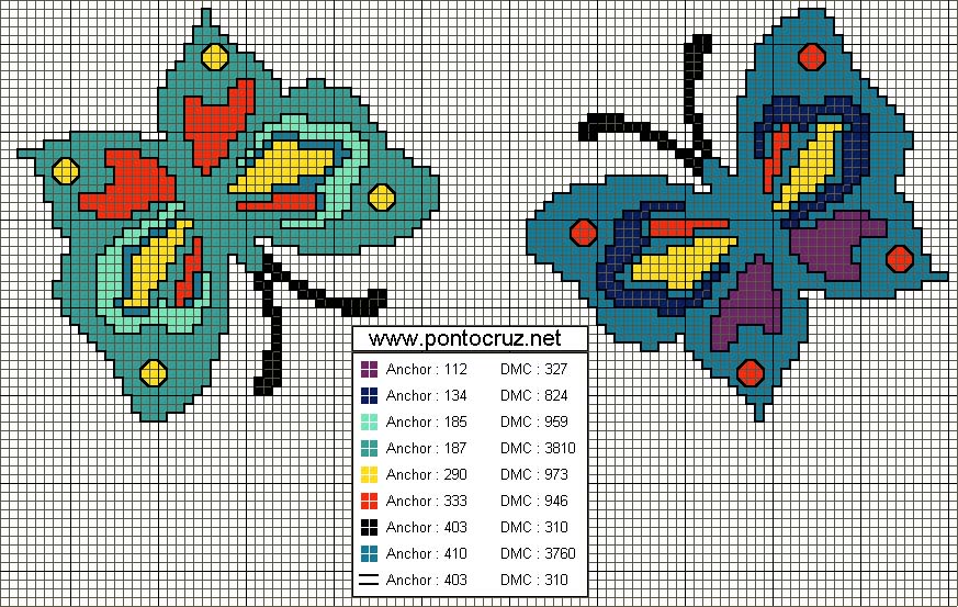 Schema punto croce Borboletas