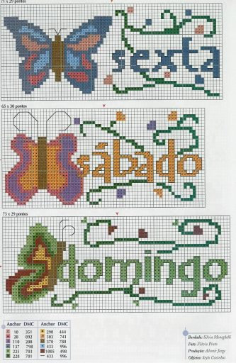 Schema punto croce Bordura Farfalla 2