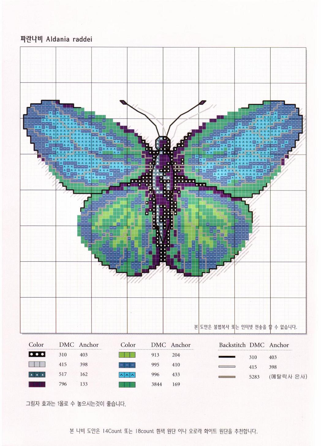 Schema punto croce Farfalla Azzurra